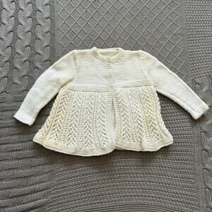 Vintage Cream Handmade Baby Sweater ~ 0/3M